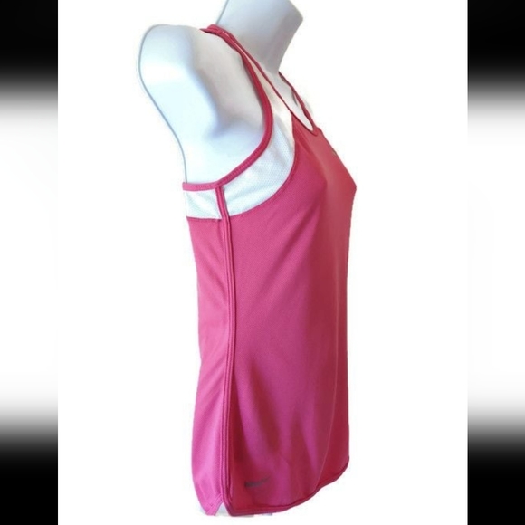 Nike Fit Dry Women's  Pink White Sleeveless Tank Top Gym Workout Running Size XS - Picture 5 of 9